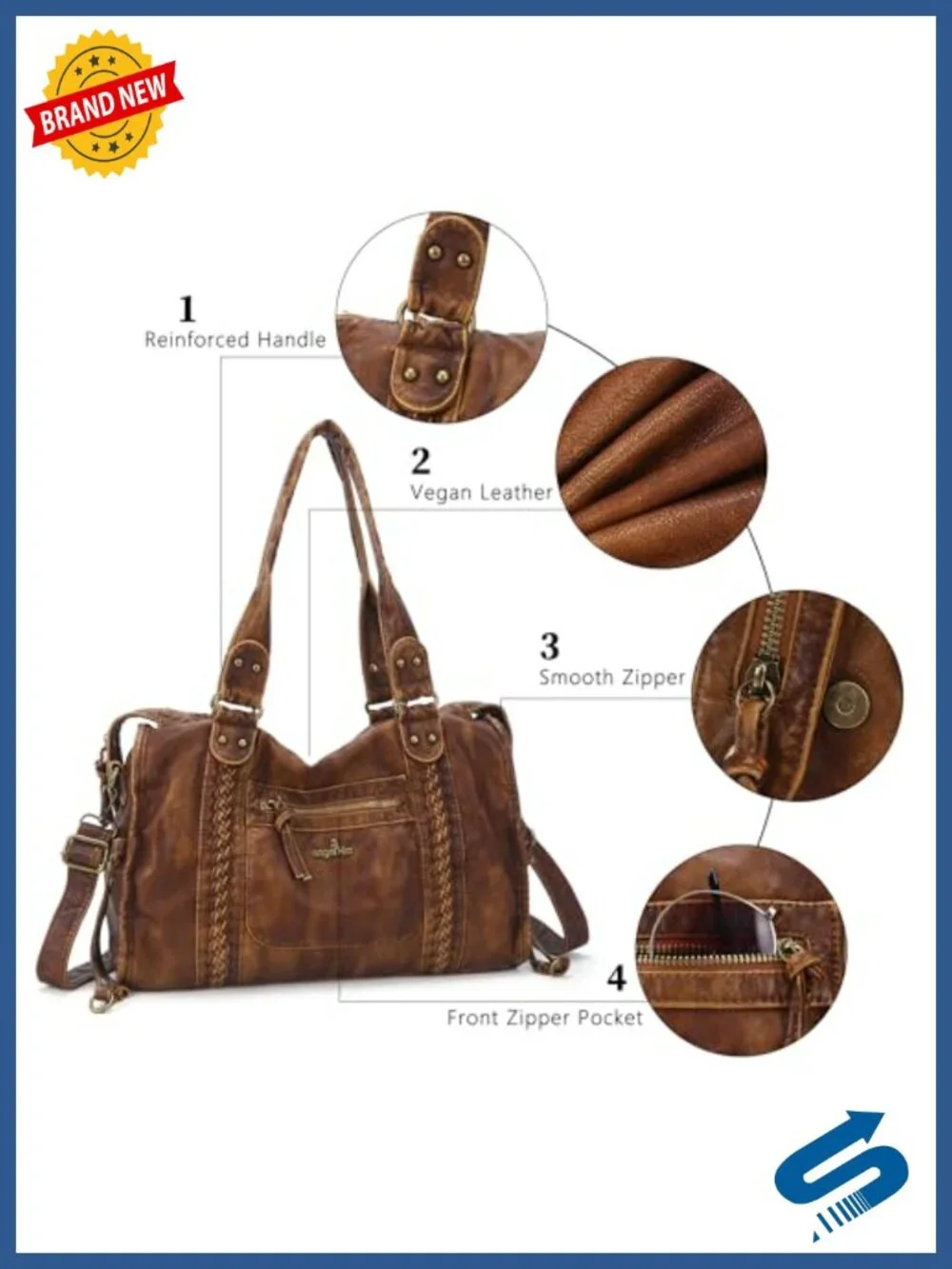 Vegan Leather Hobo Satchel Large Tote Shoulder Bag Laptop Purse